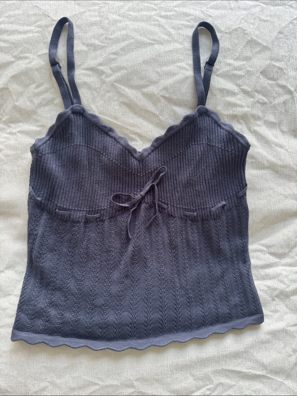 Wilfred Slate Blue Scallop-Trim Knit Cami